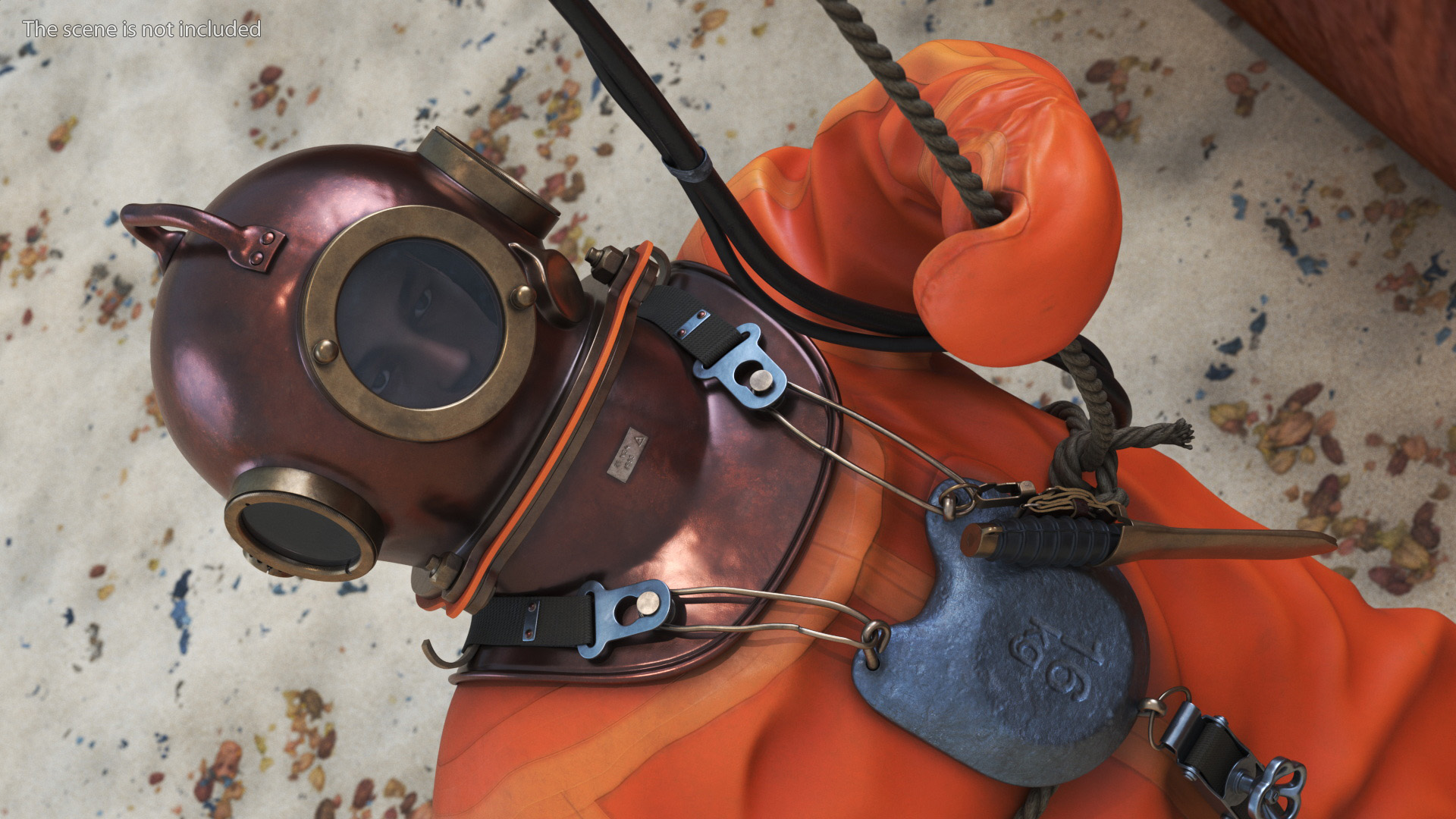 3D model Vintage Maritime Diving Suit Rigged