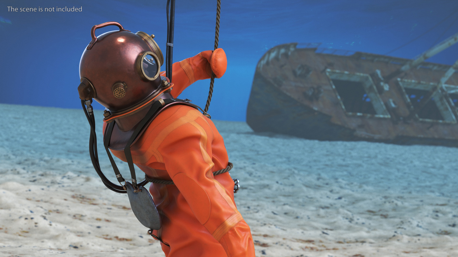 3D model Vintage Maritime Diving Suit Rigged