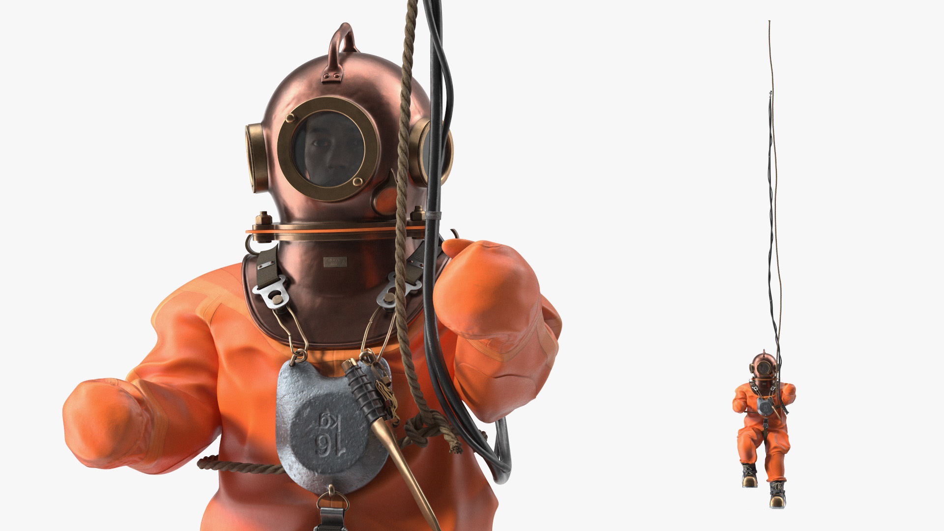 3D model Vintage Maritime Diving Suit Rigged