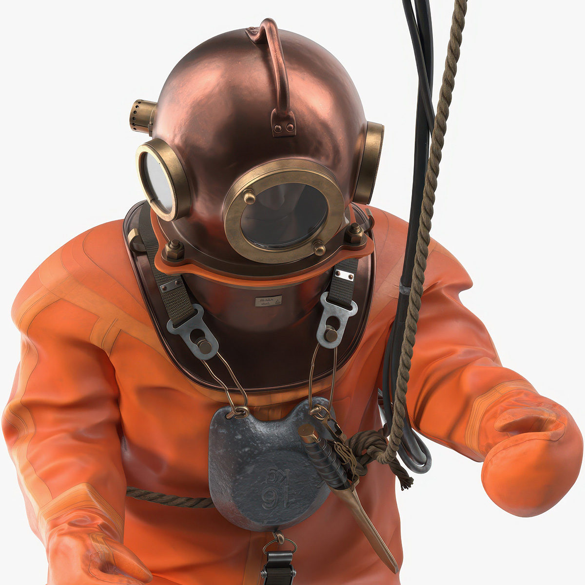 3D model Vintage Maritime Diving Suit Rigged