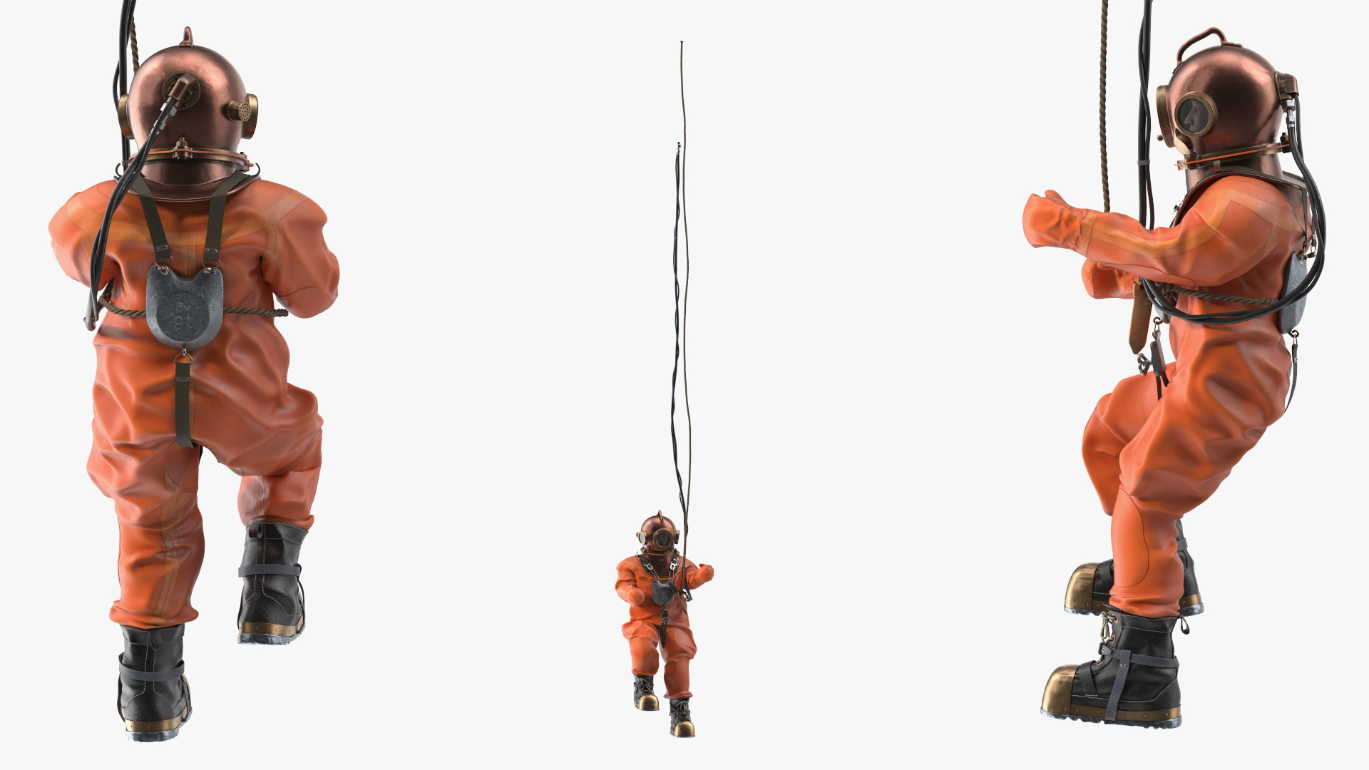 3D model Vintage Maritime Diving Suit Rigged