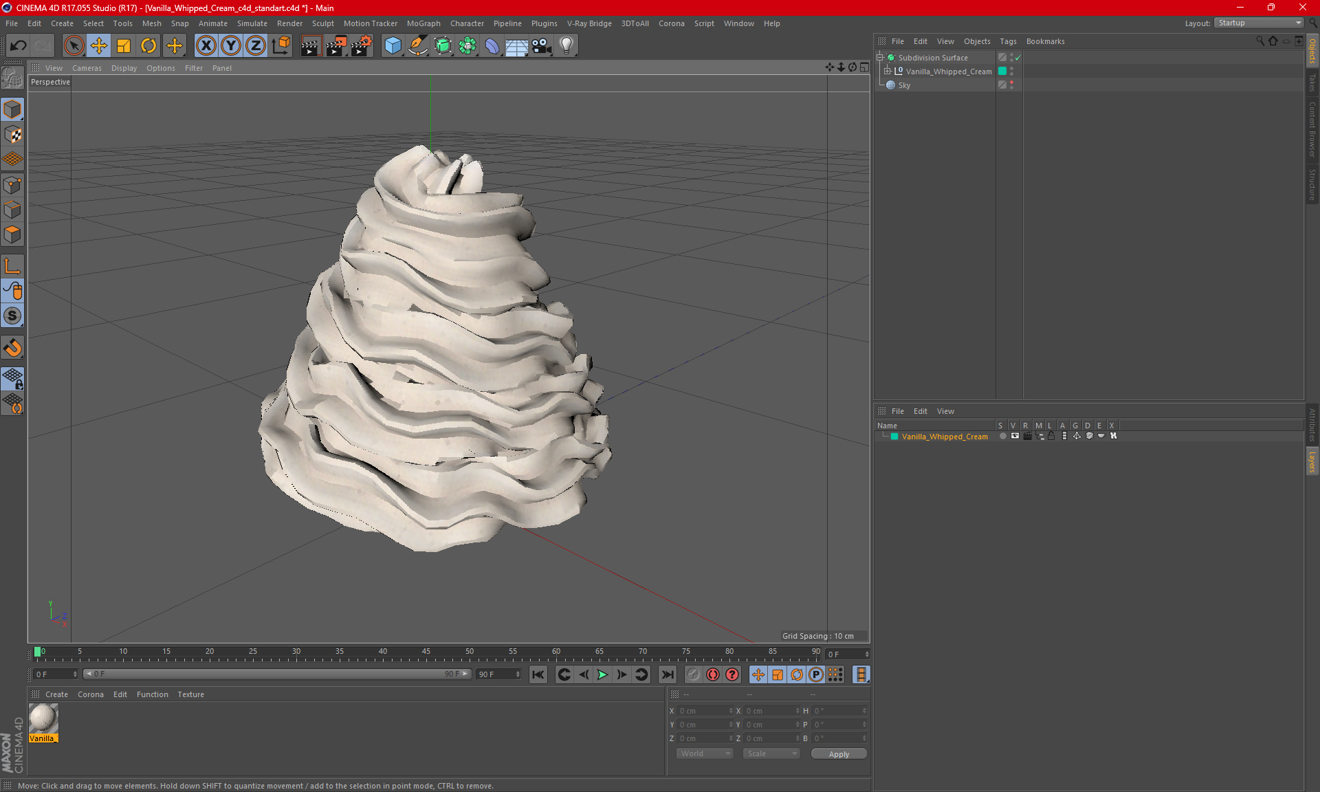 Vanilla Whipped Cream for 3D Print 3D model