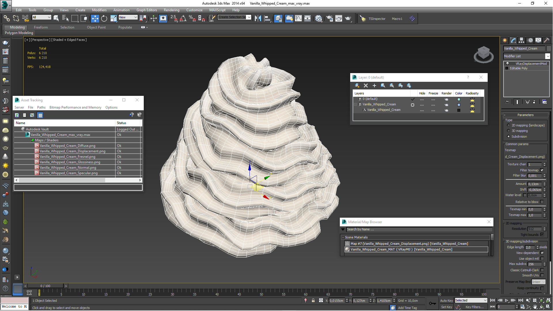 Vanilla Whipped Cream for 3D Print 3D model