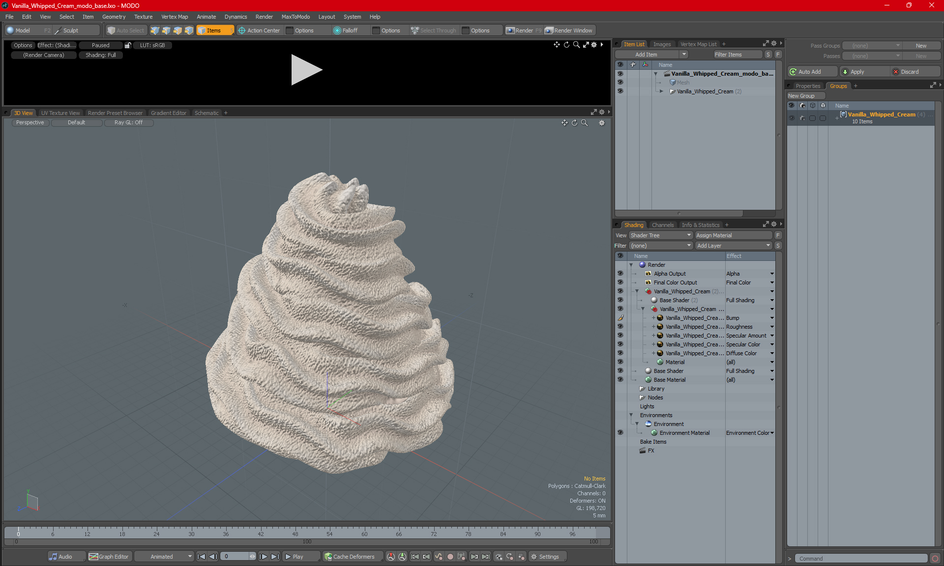 Vanilla Whipped Cream for 3D Print 3D model