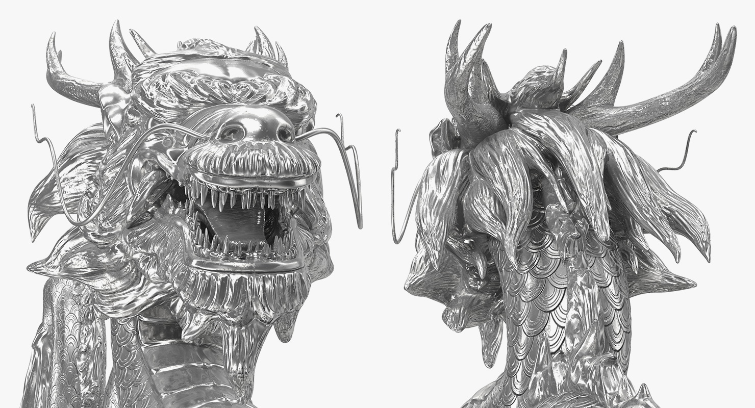 3D Silver Chinese Dragon Statue model