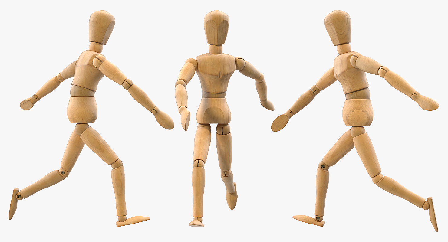 Wooden Dummy Toy Running Pose 3D model