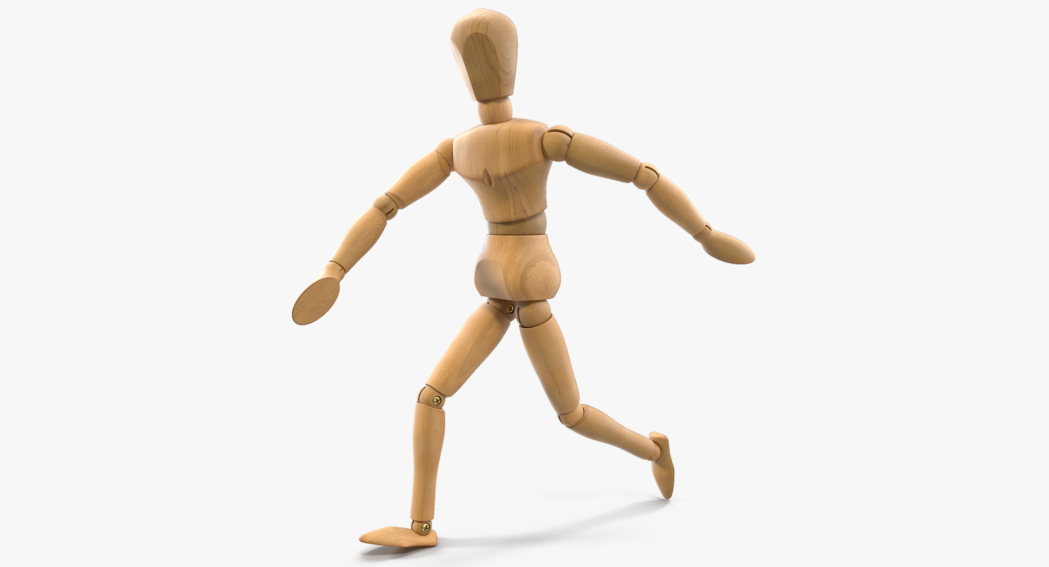 Wooden Dummy Toy Running Pose 3D model
