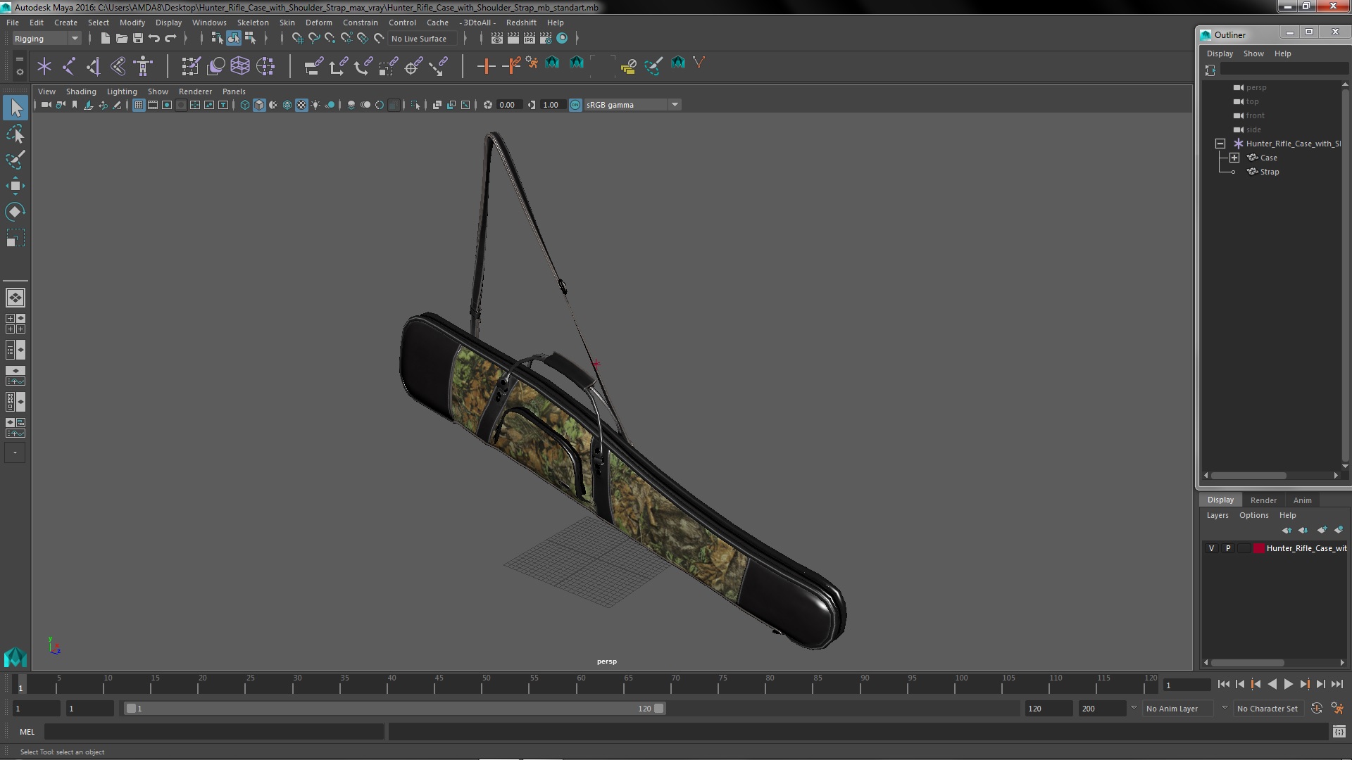 Hunter Rifle Case with Shoulder Strap 3D