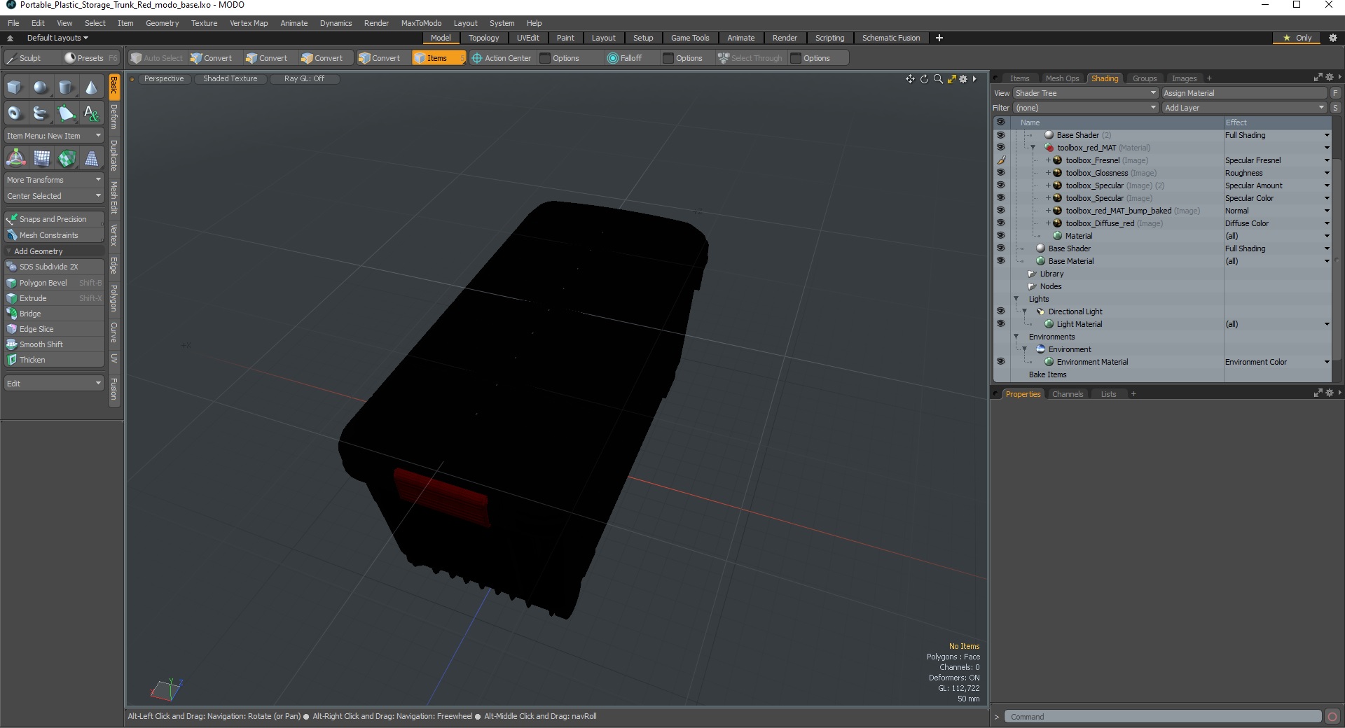 Portable Plastic Storage Trunk Red 3D model