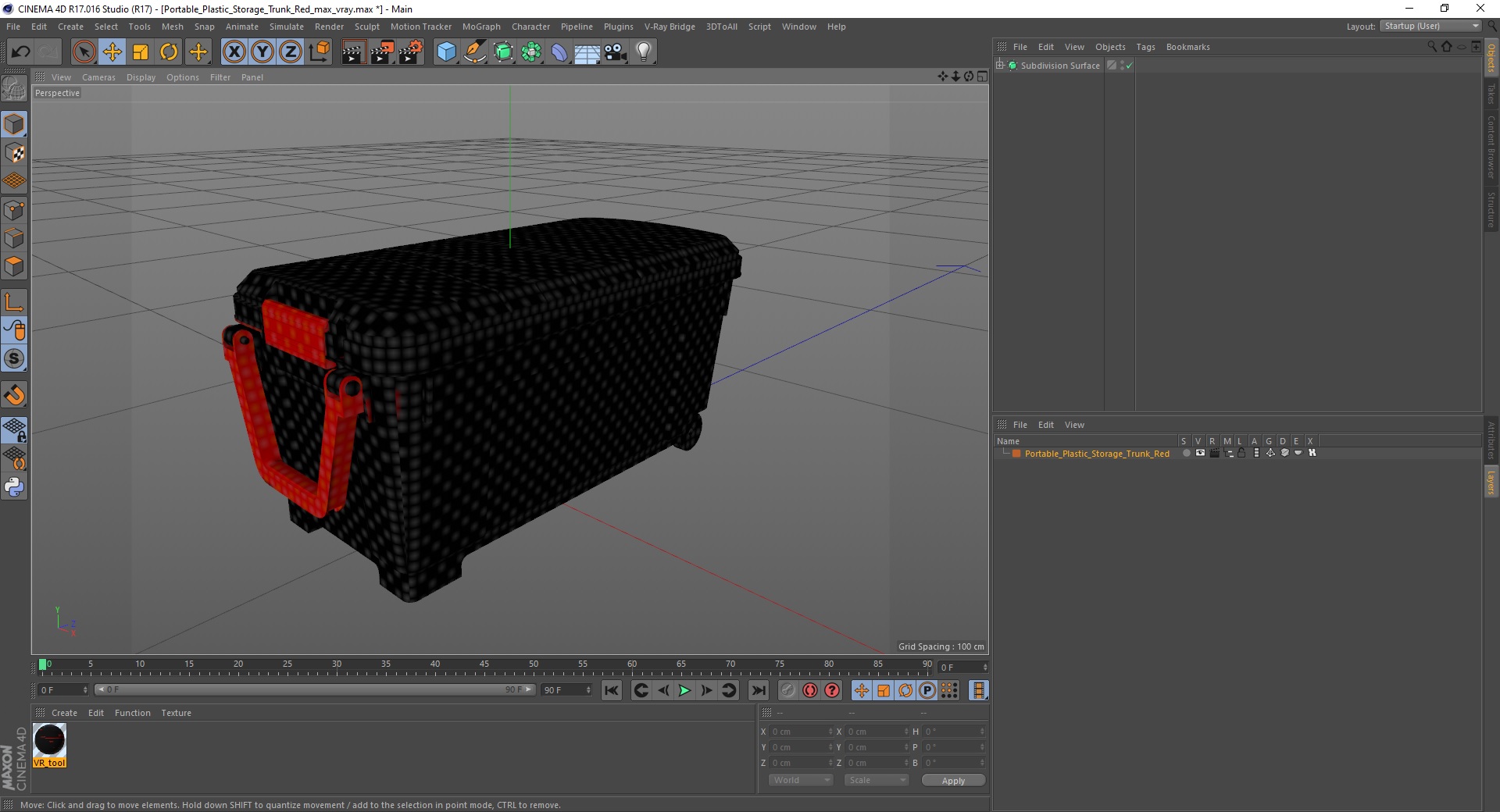 Portable Plastic Storage Trunk Red 3D model