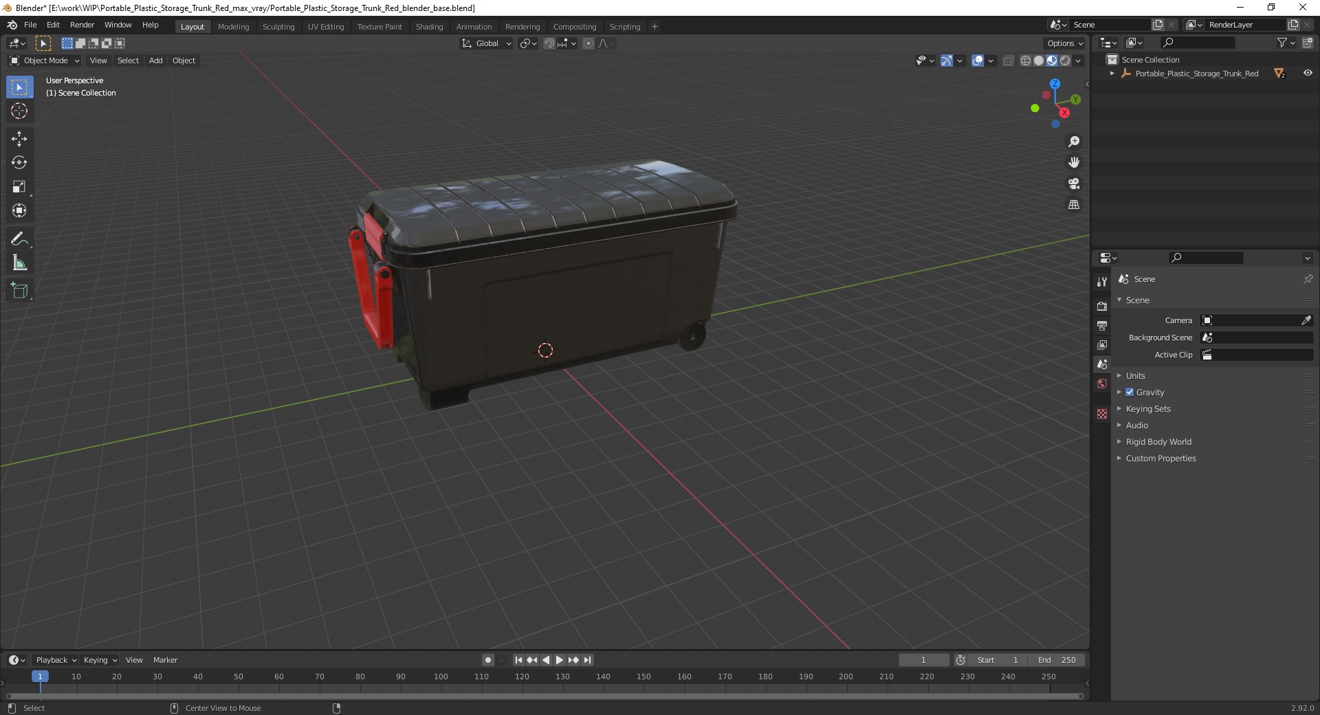 Portable Plastic Storage Trunk Red 3D model