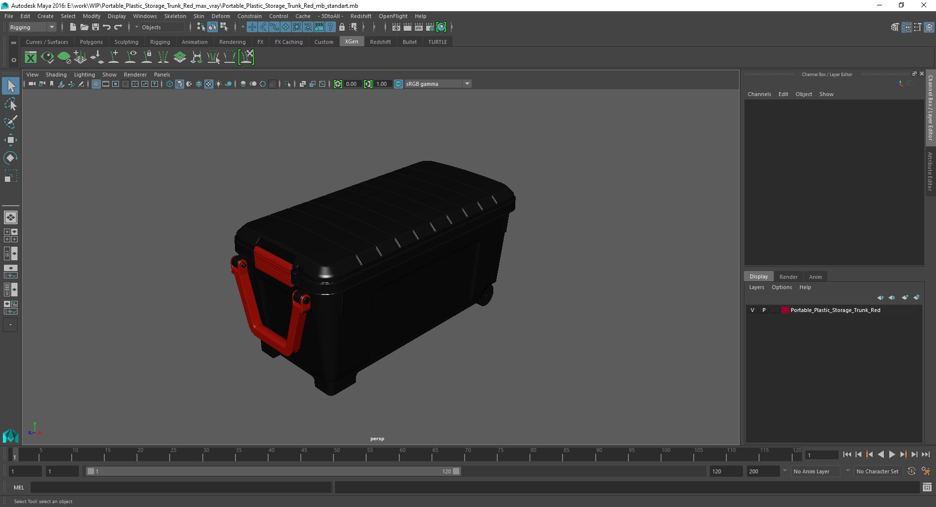 Portable Plastic Storage Trunk Red 3D model