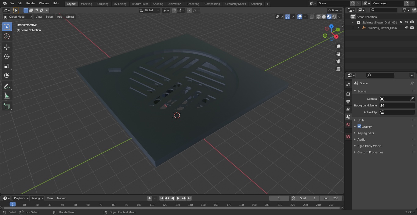 Stainless Shower Drain 3D