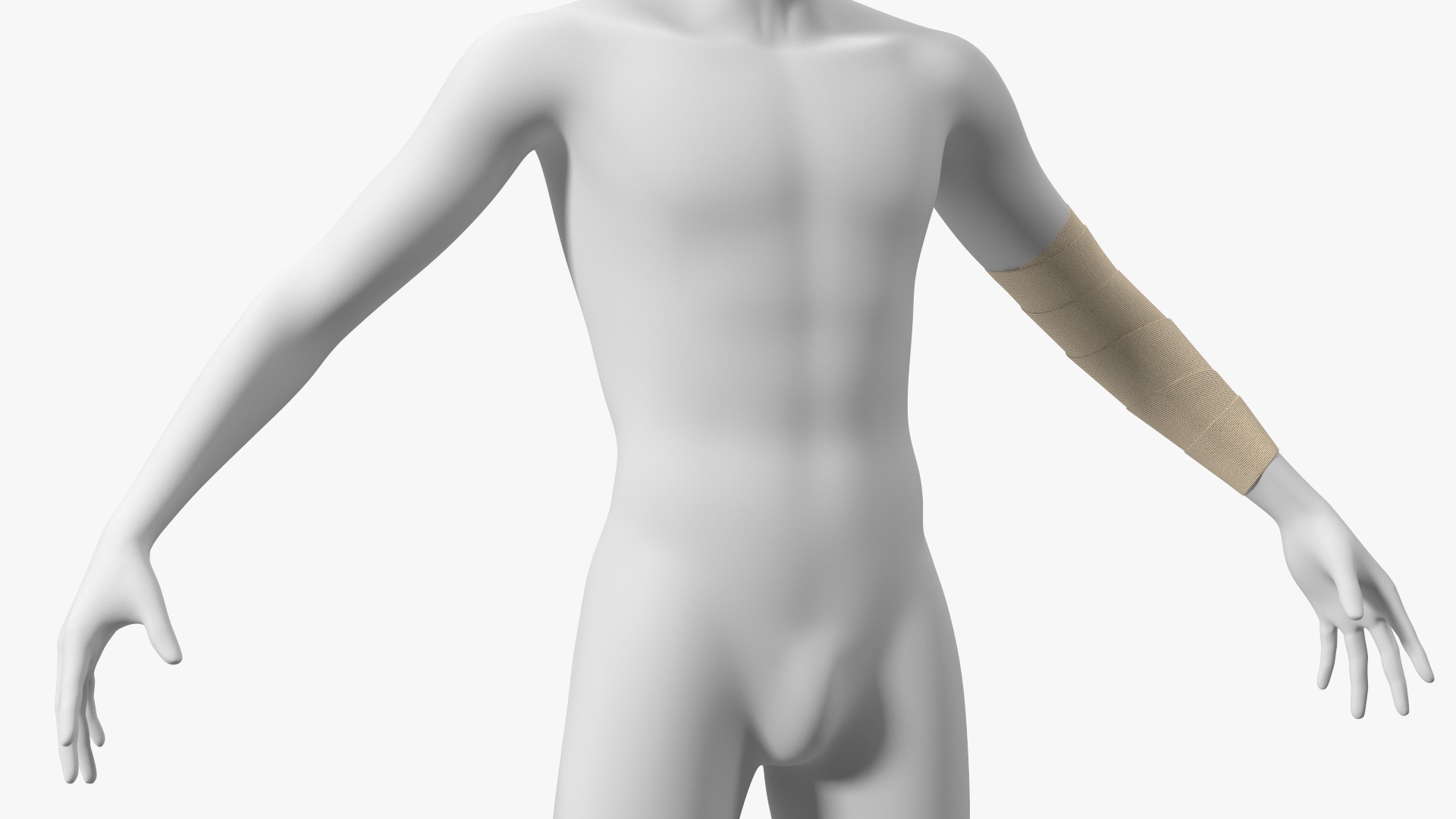 3D Elastic Bandage Beige with Clamps Wrapped Around Hand on Mannequin