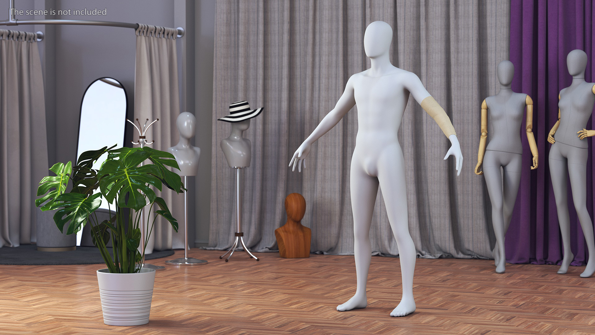 3D Elastic Bandage Beige with Clamps Wrapped Around Hand on Mannequin