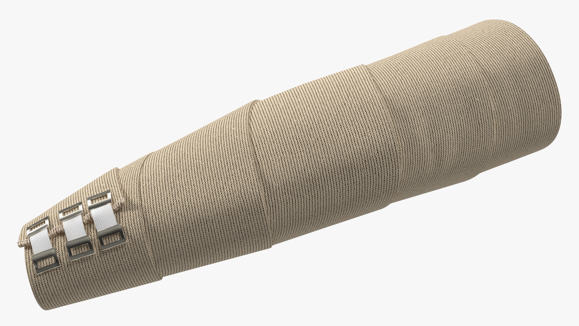 3D Elastic Bandage Beige with Clamps Wrapped Around Hand on Mannequin
