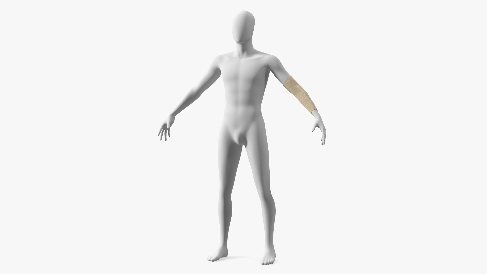 3D Elastic Bandage Beige with Clamps Wrapped Around Hand on Mannequin