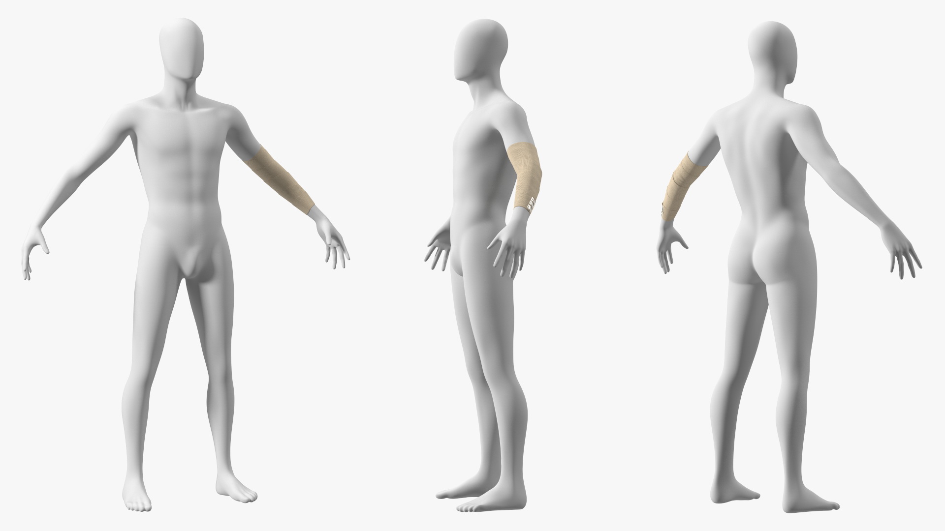 3D Elastic Bandage Beige with Clamps Wrapped Around Hand on Mannequin