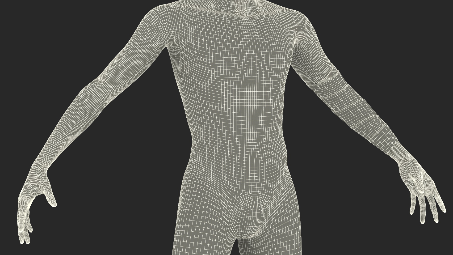 3D Elastic Bandage Beige with Clamps Wrapped Around Hand on Mannequin