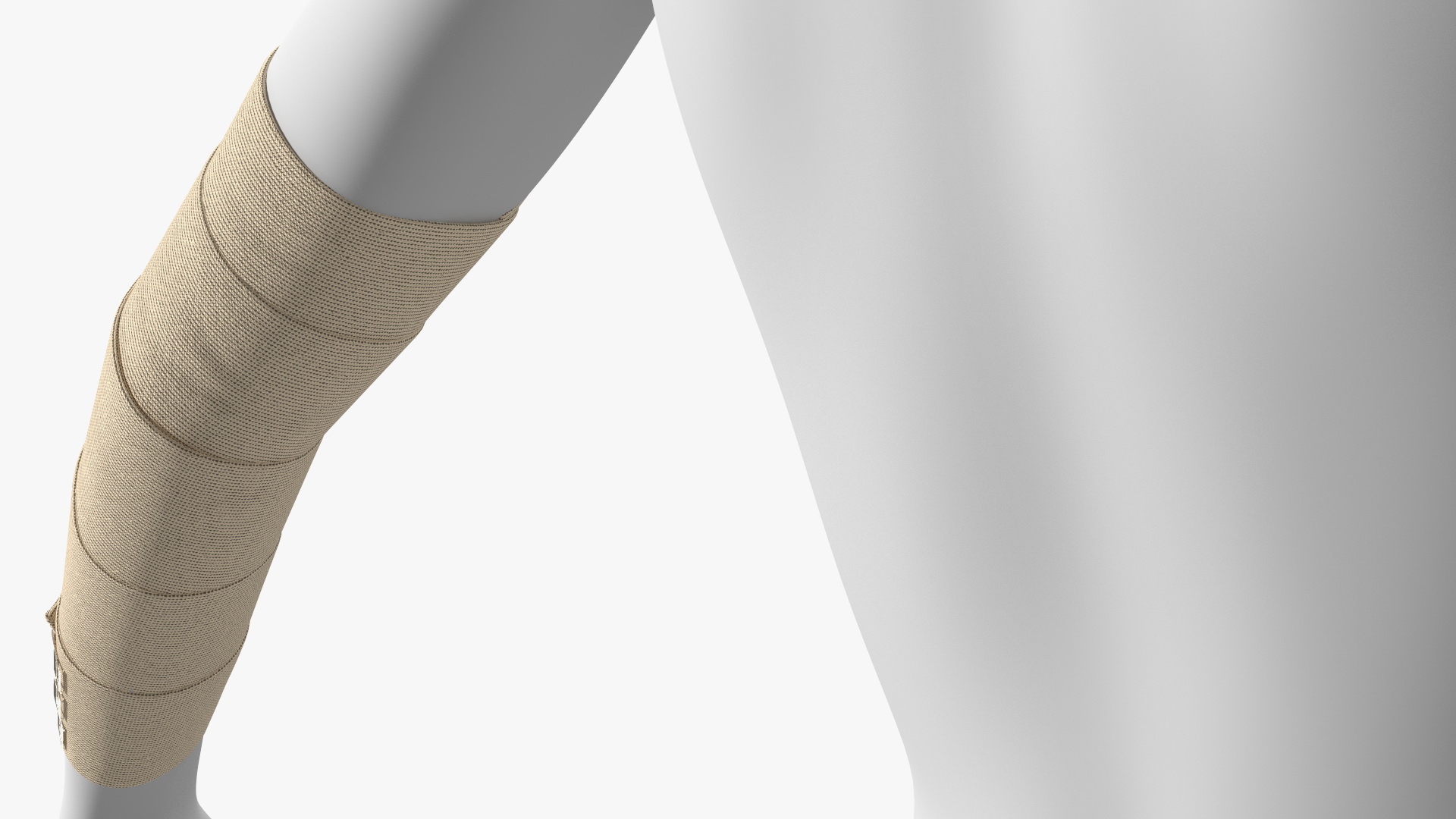 3D Elastic Bandage Beige with Clamps Wrapped Around Hand on Mannequin