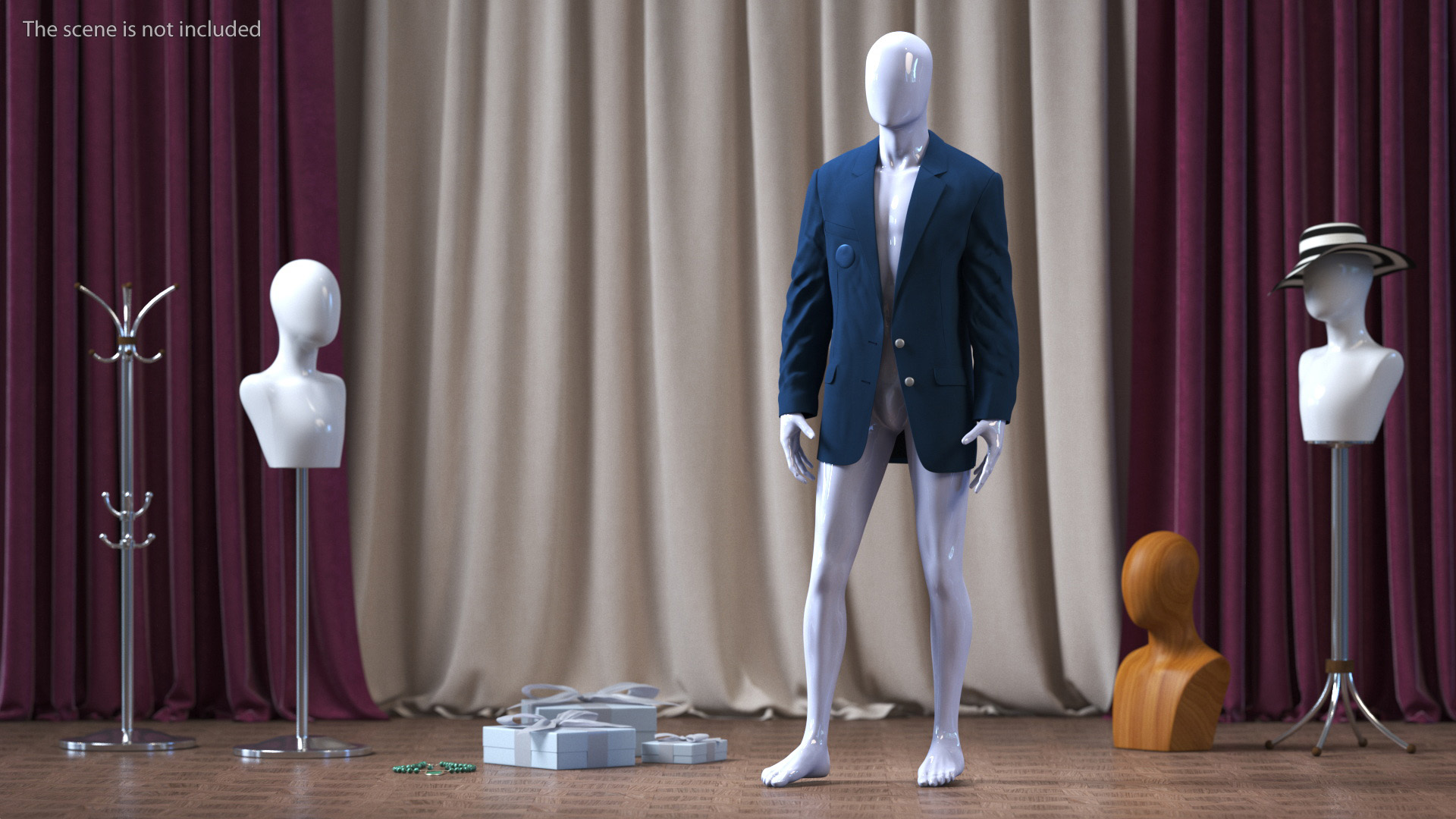 Blue Jacket on Mannequin 3D model