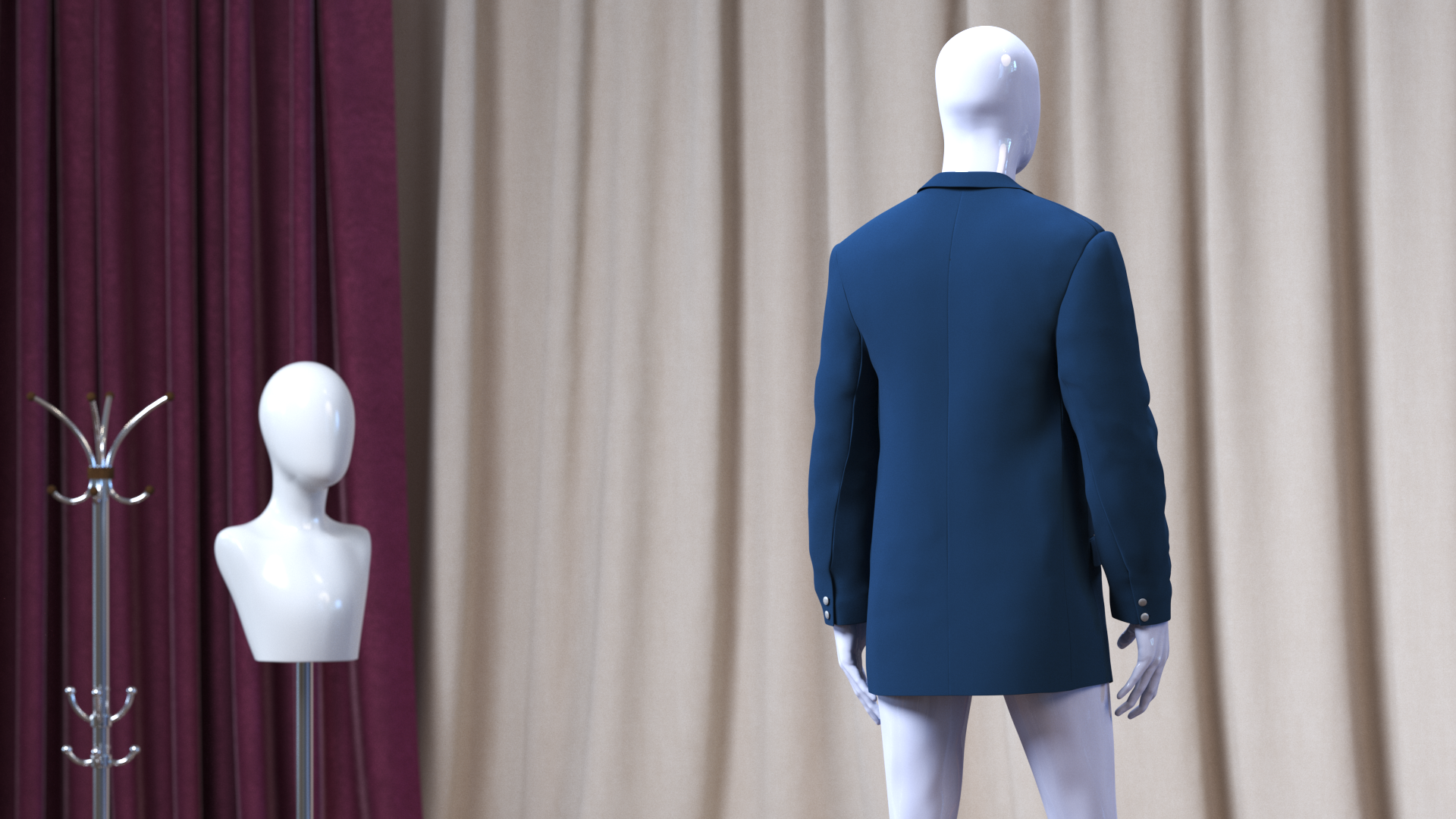 Blue Jacket on Mannequin, view 2