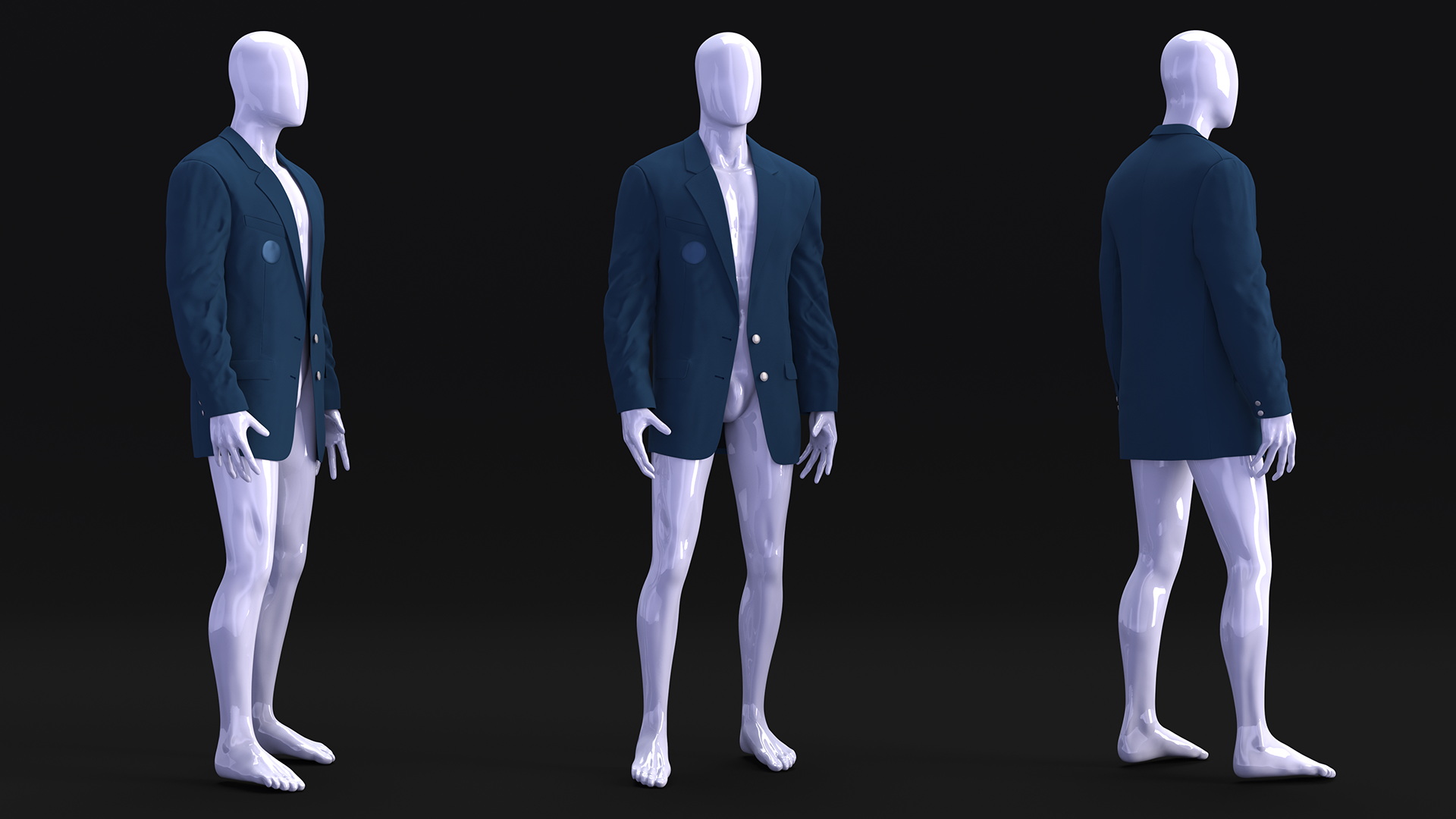 Blue Jacket on Mannequin 3D model