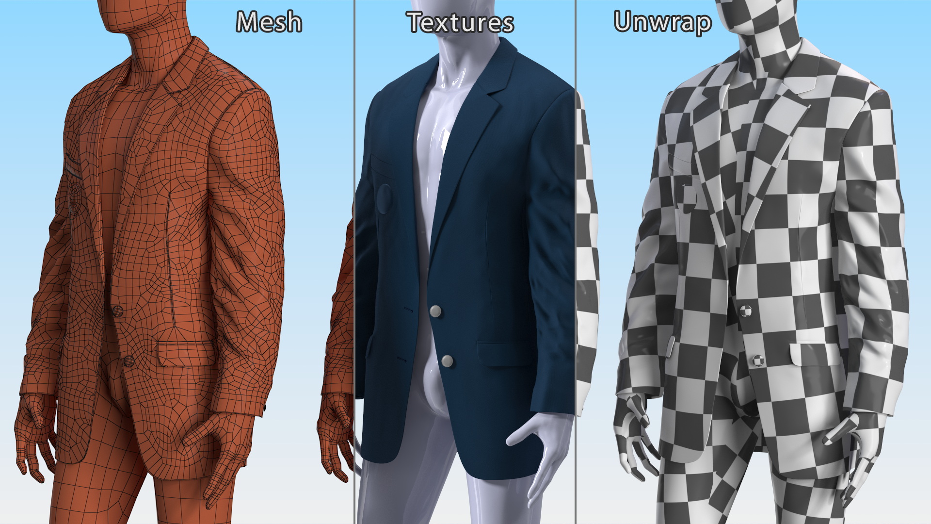 Blue Jacket on Mannequin 3D model