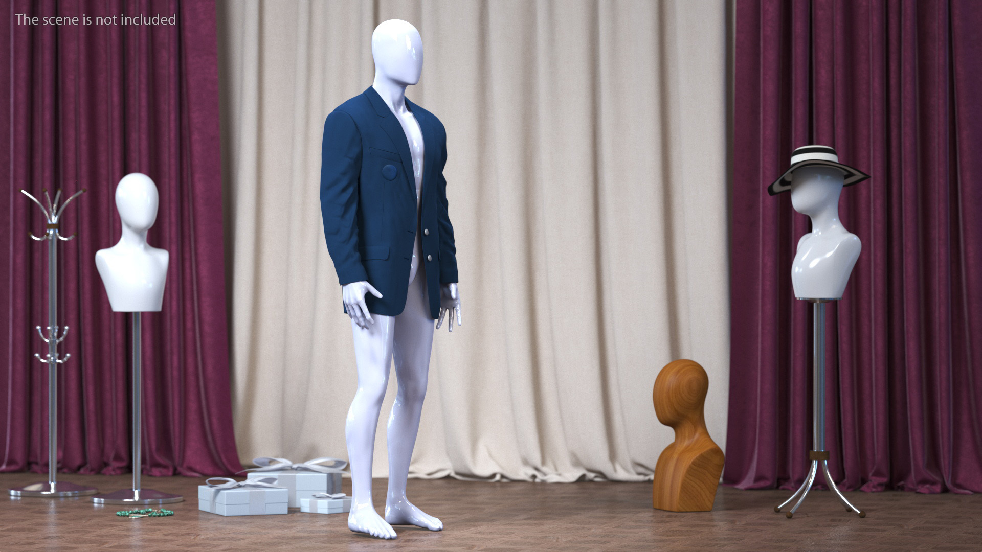 Blue Jacket on Mannequin 3D model