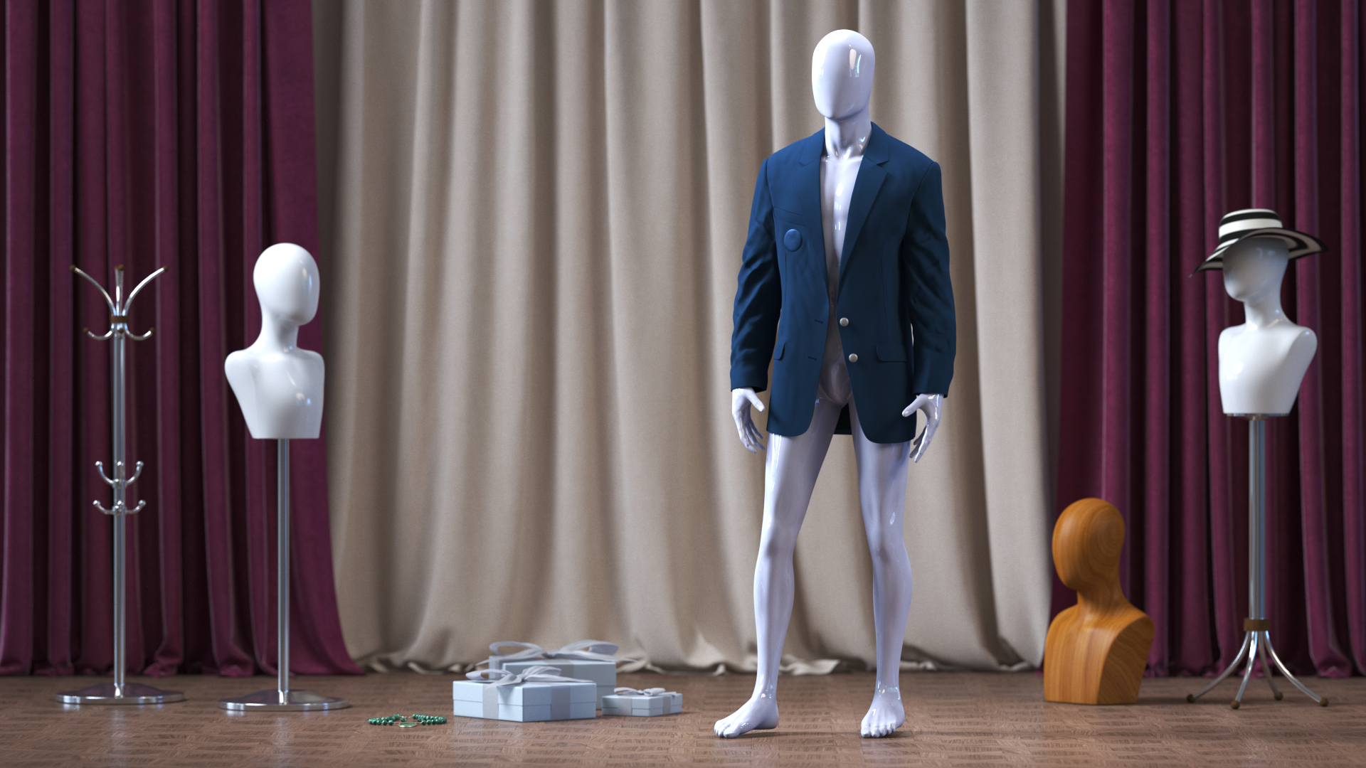 Blue Jacket on Mannequin, view 10