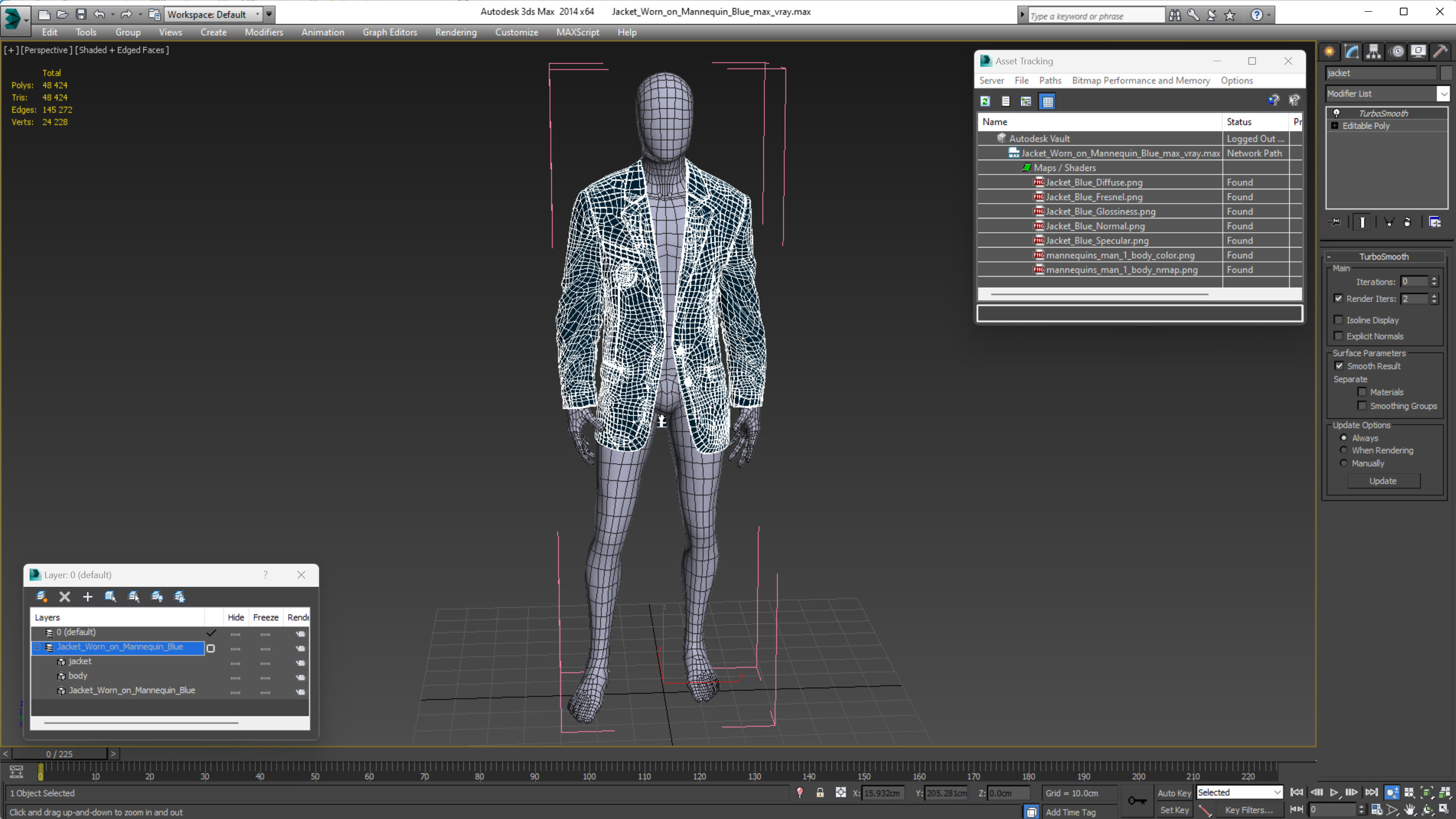Blue Jacket on Mannequin 3D model