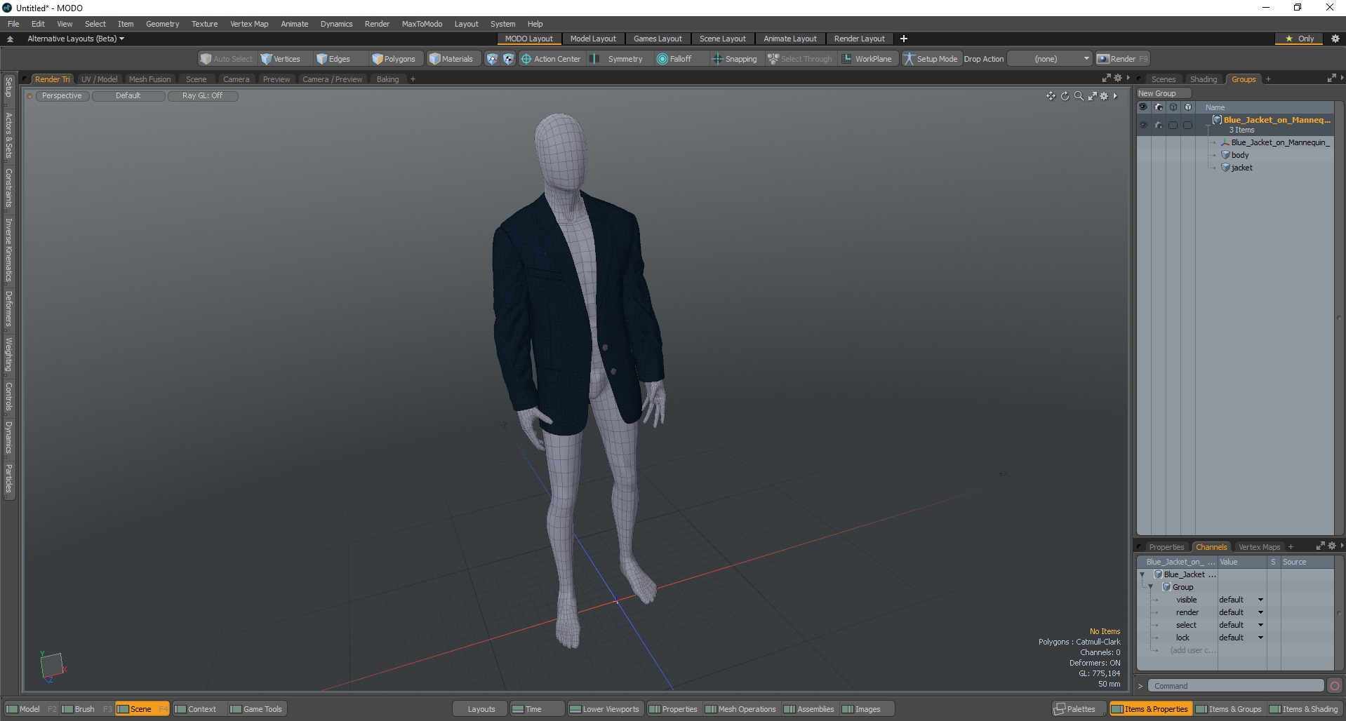 Blue Jacket on Mannequin 3D model