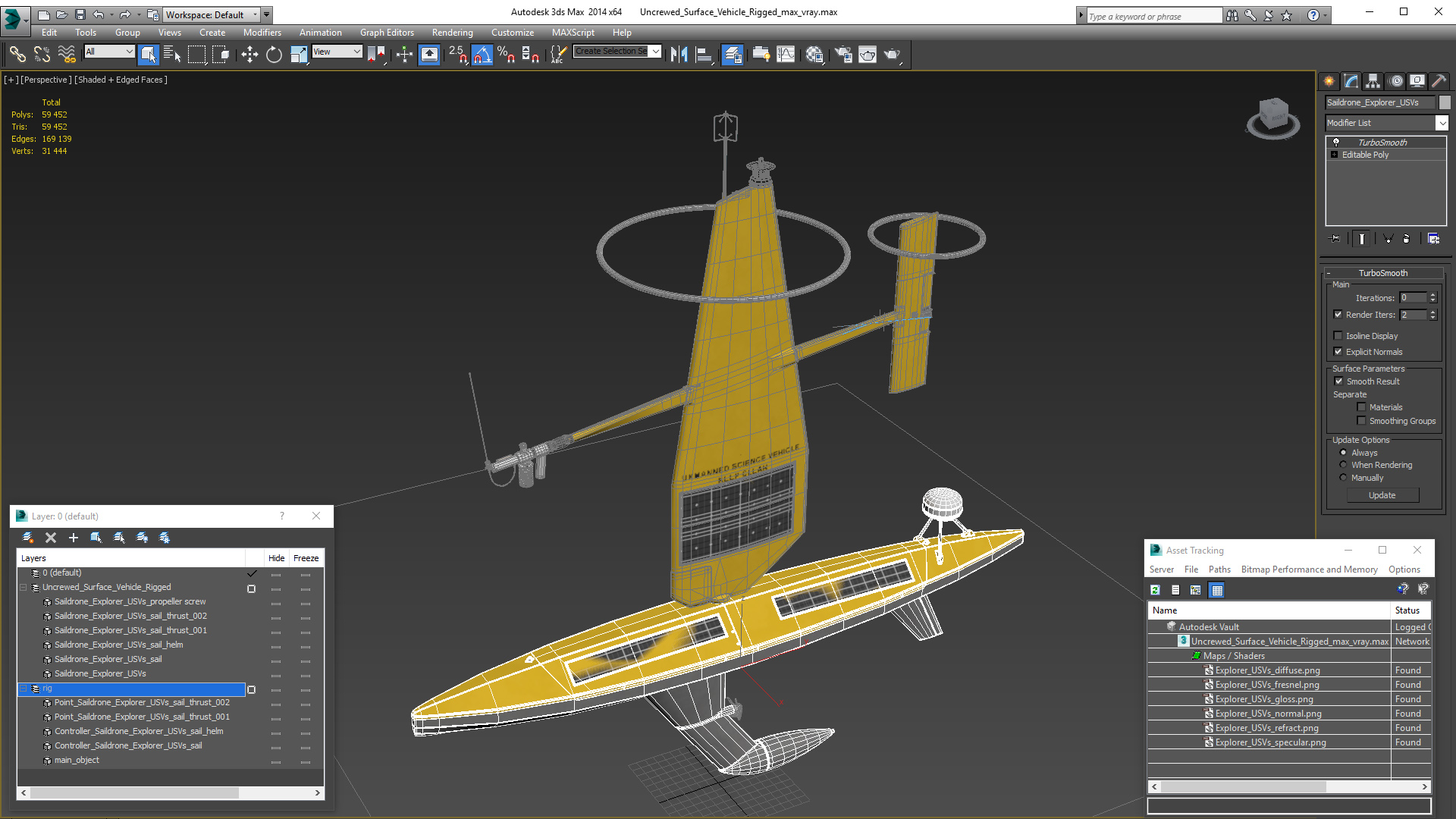 3D Uncrewed Surface Vehicle Rigged