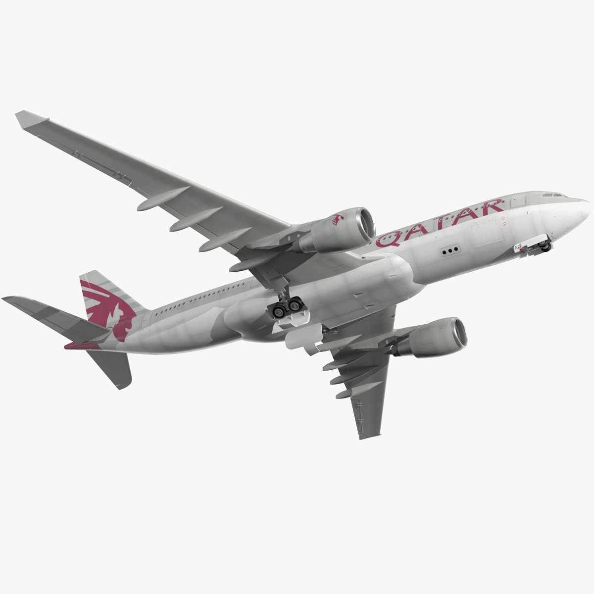 3D model Airbus A330-200 Qatar Airways Rigged for Maya