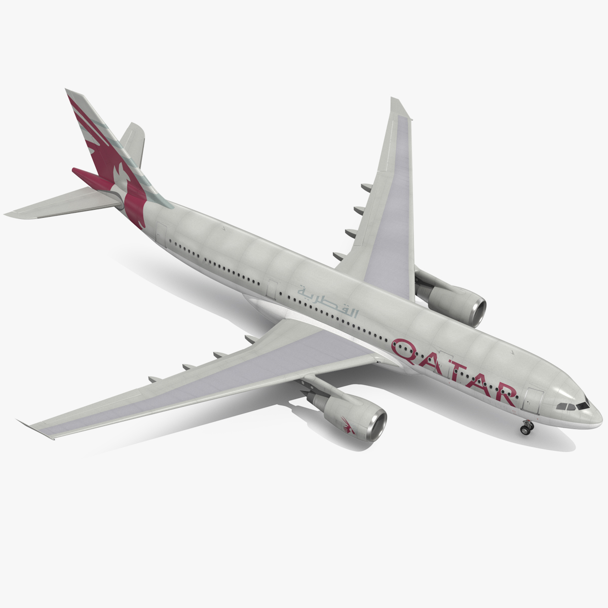3D model Airbus A330-200 Qatar Airways Rigged for Maya