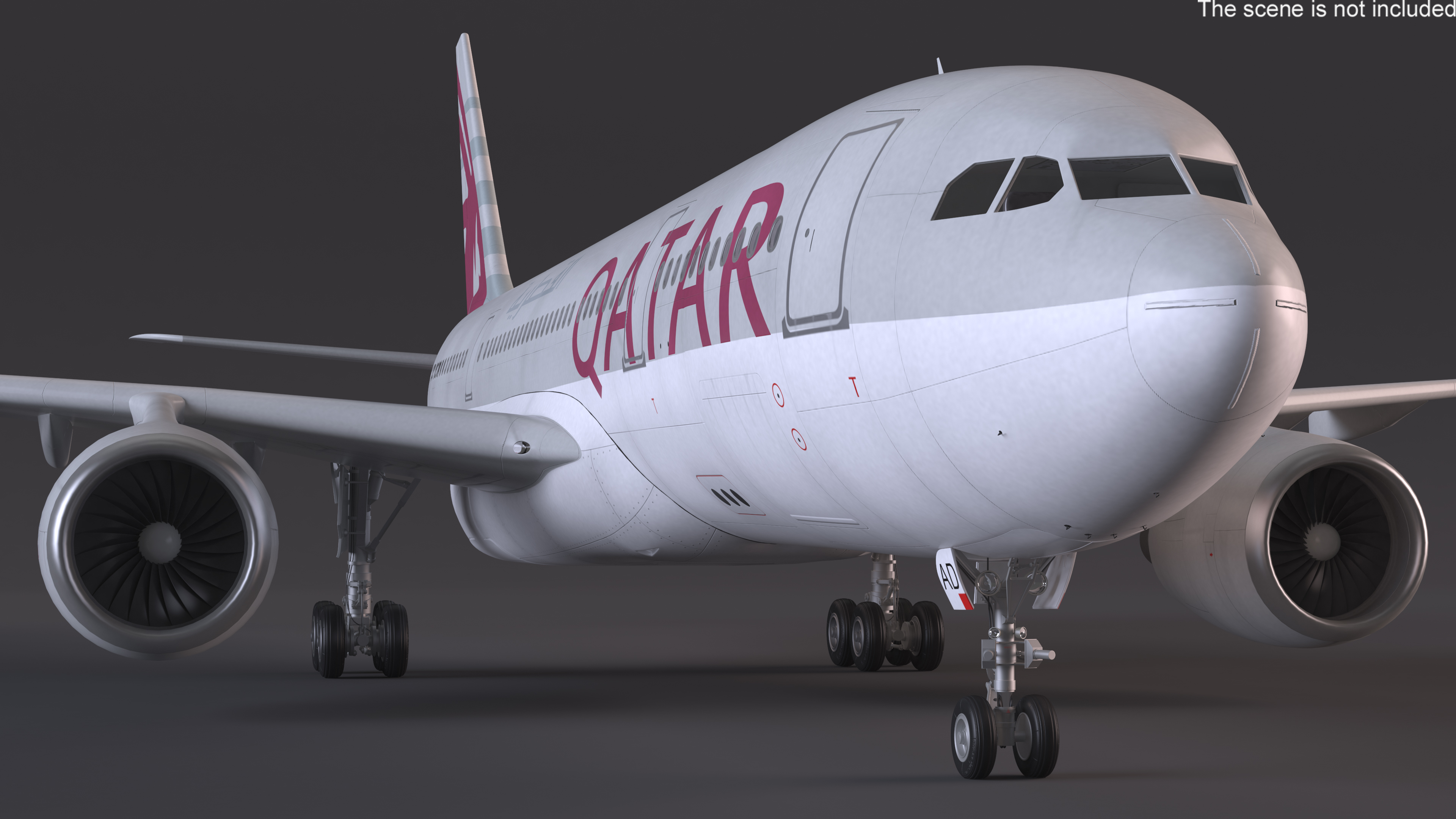 3D model Airbus A330-200 Qatar Airways Rigged for Maya