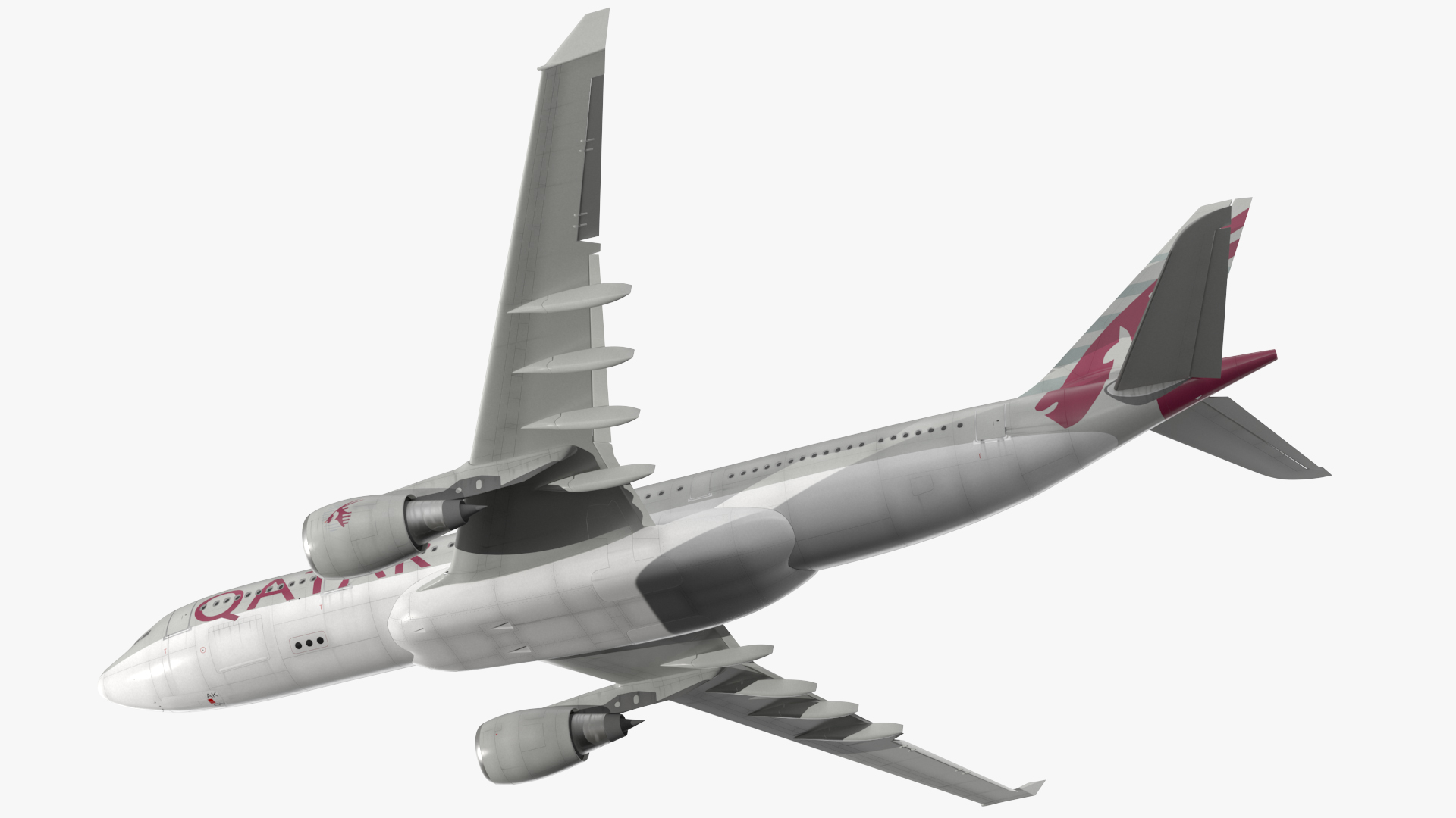 3D model Airbus A330-200 Qatar Airways Rigged for Maya