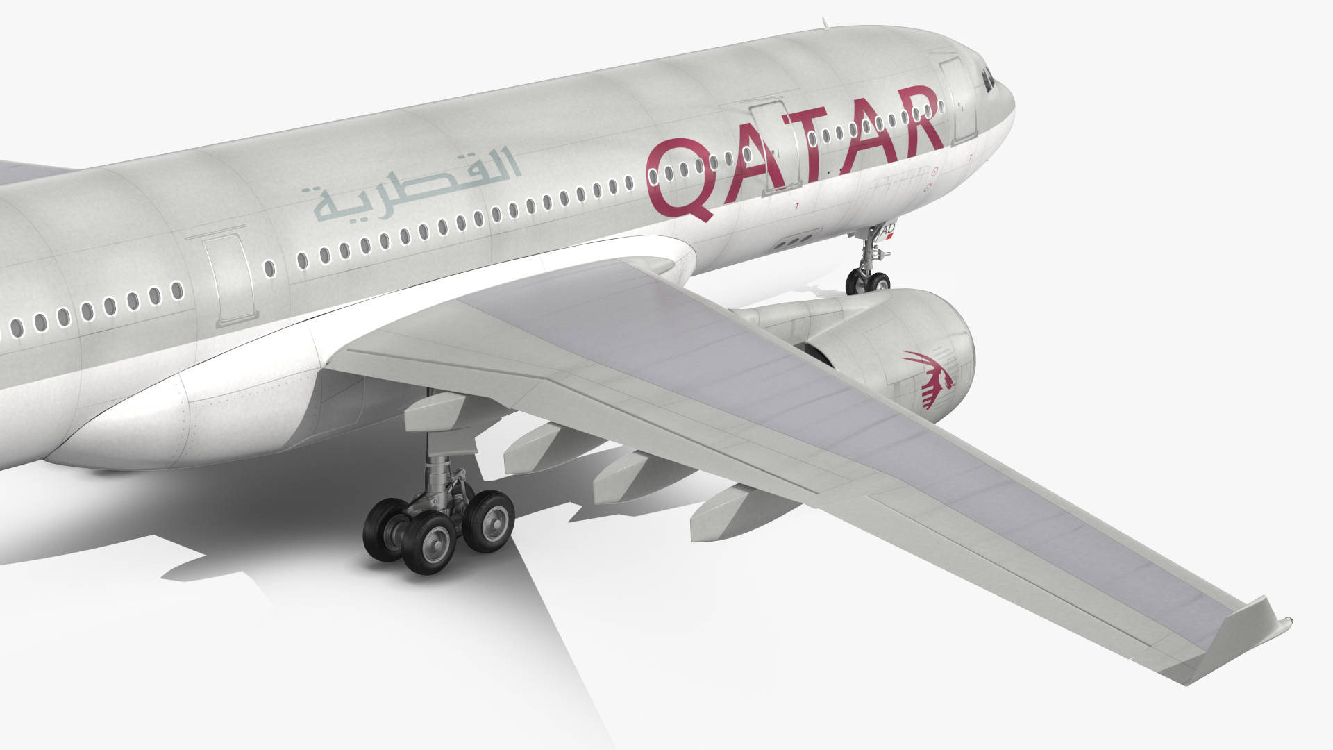 3D model Airbus A330-200 Qatar Airways Rigged for Maya