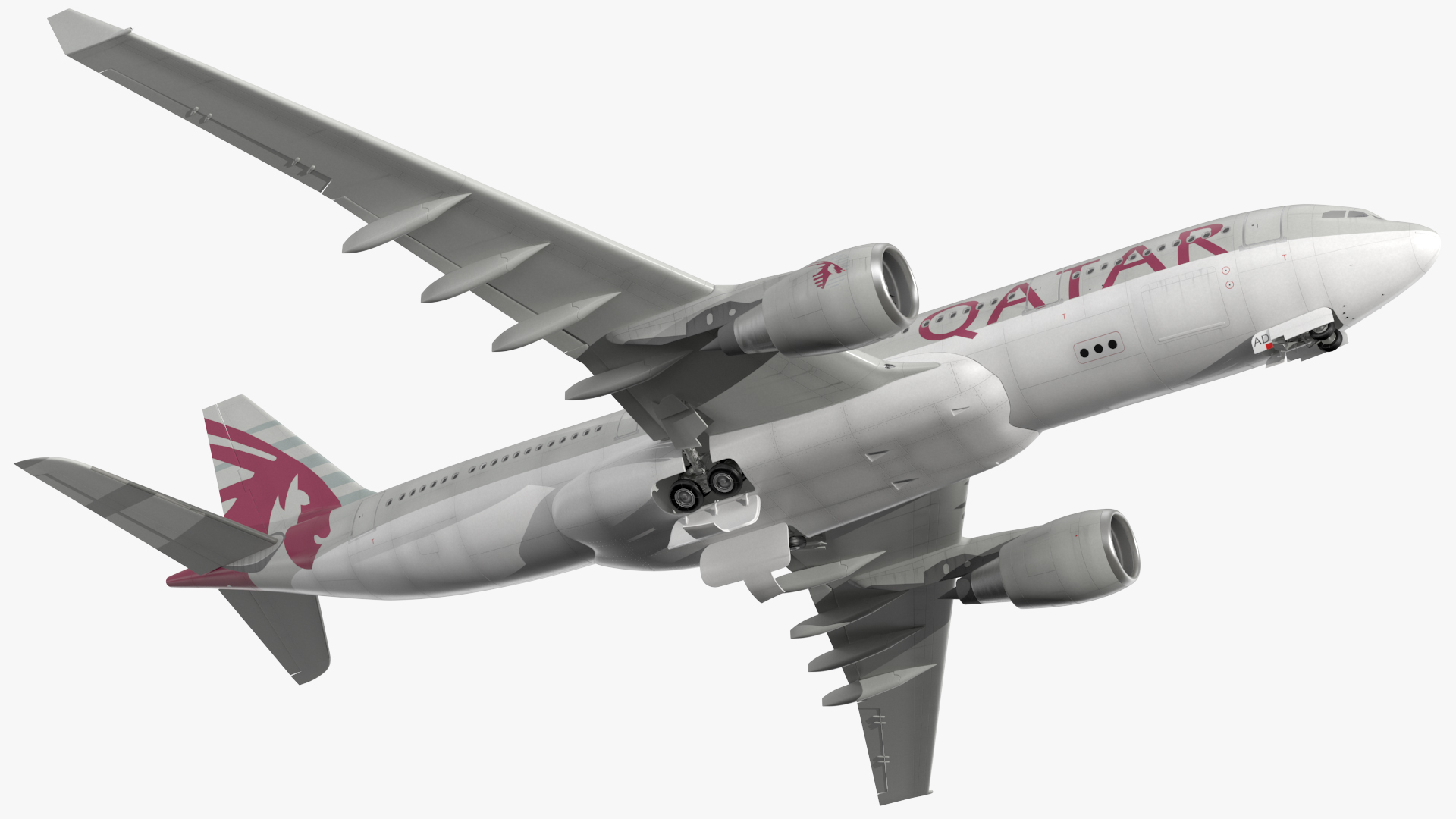 3D model Airbus A330-200 Qatar Airways Rigged for Maya