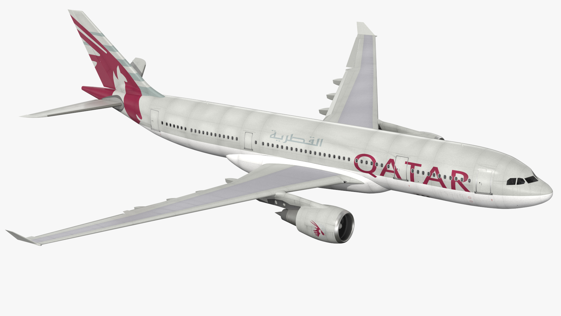 3D model Airbus A330-200 Qatar Airways Rigged for Maya