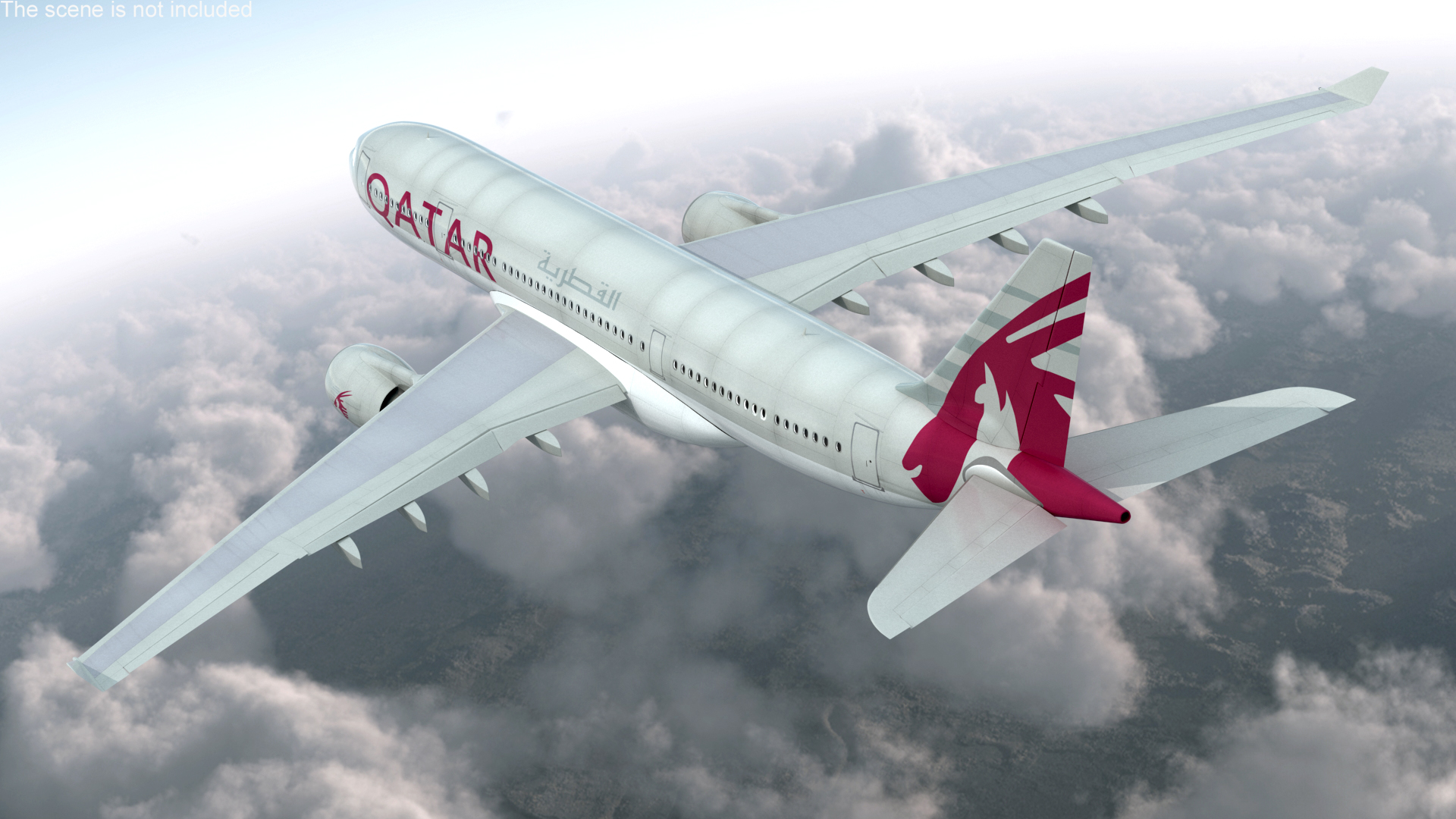 3D model Airbus A330-200 Qatar Airways Rigged for Maya