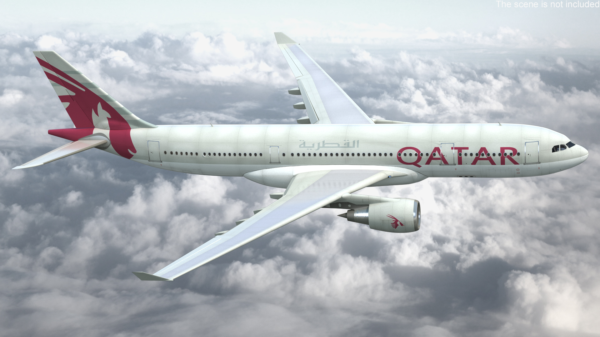 3D model Airbus A330-200 Qatar Airways Rigged for Maya
