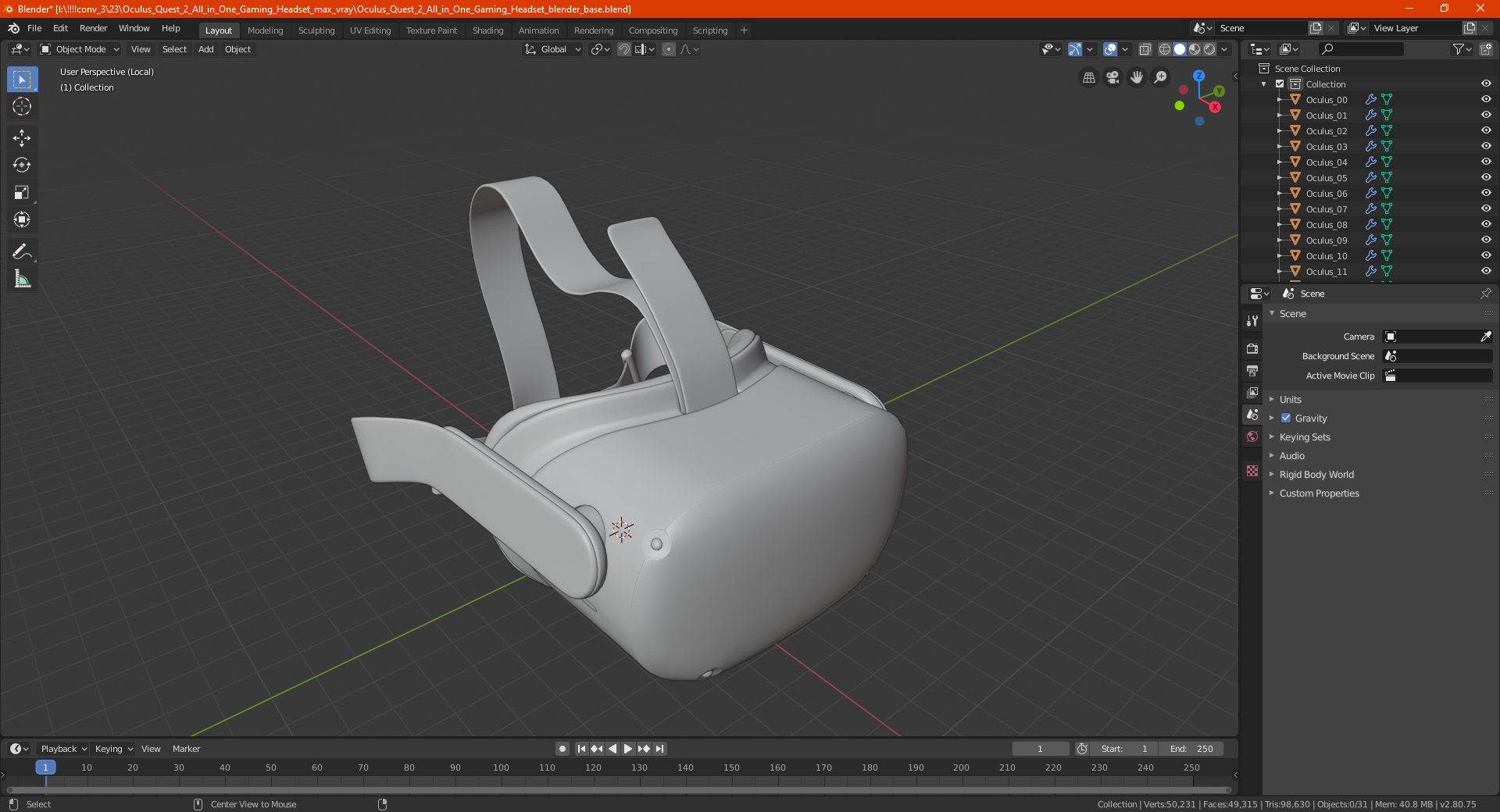 3D model Oculus Quest 2 All in One Gaming Headset