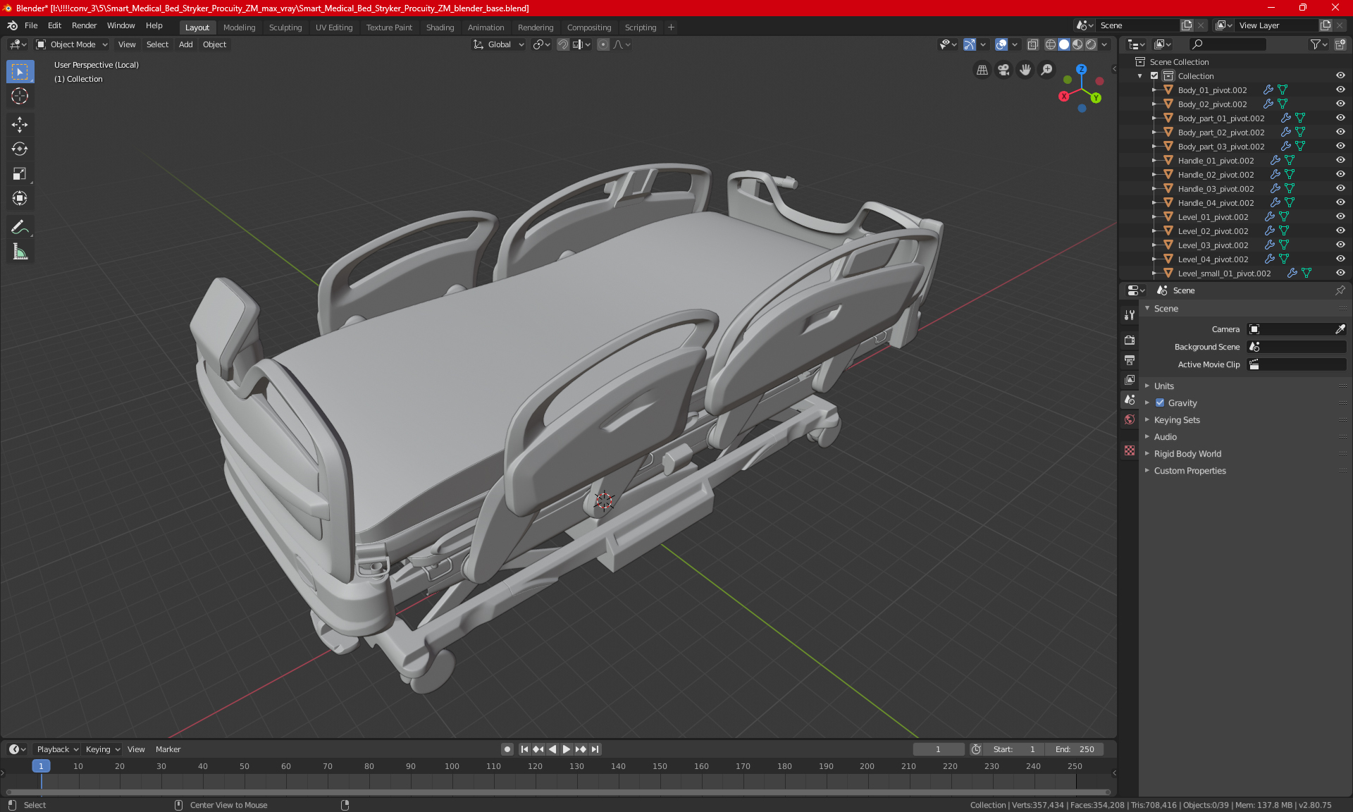 Smart Medical Bed Stryker Procuity ZM 3D