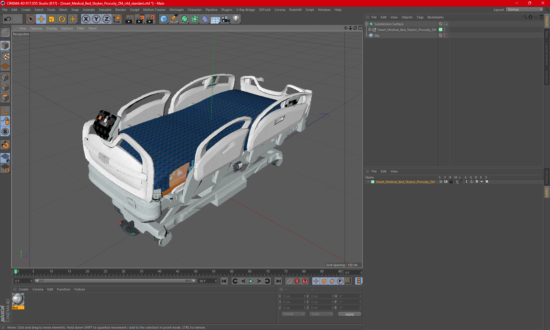 Smart Medical Bed Stryker Procuity ZM 3D