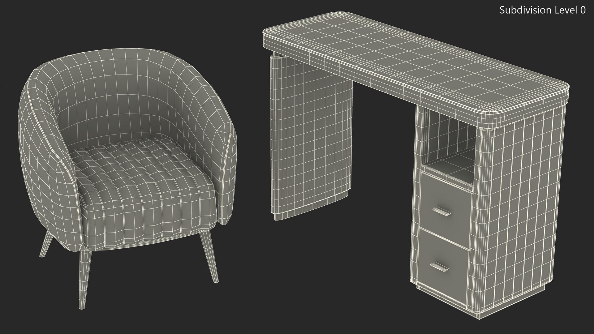 3D Manicure Table with Chairs