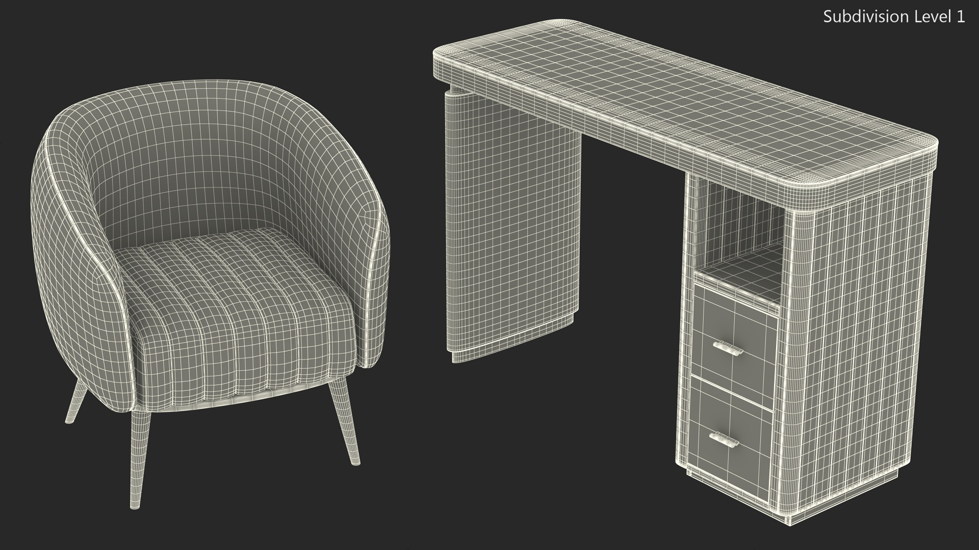 3D Manicure Table with Chairs