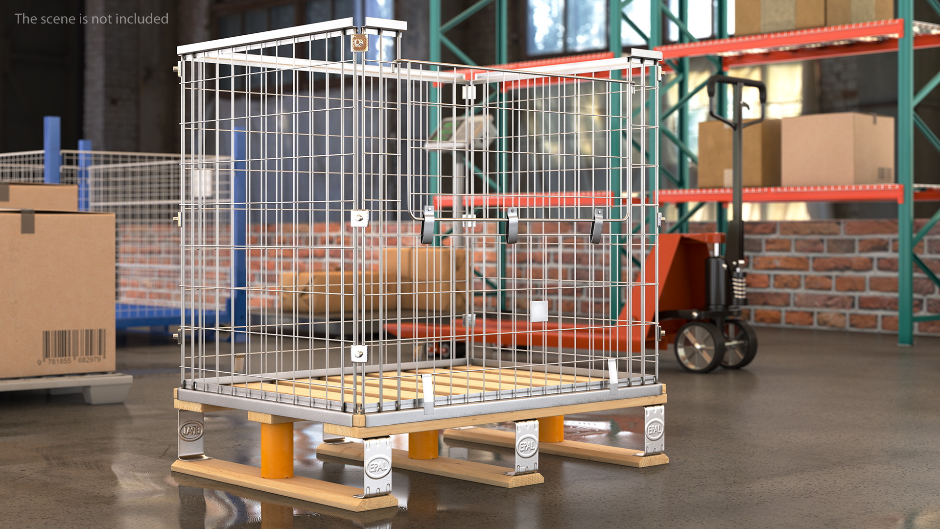 Mesh Cage on EPAL Euro Pallet 3D model