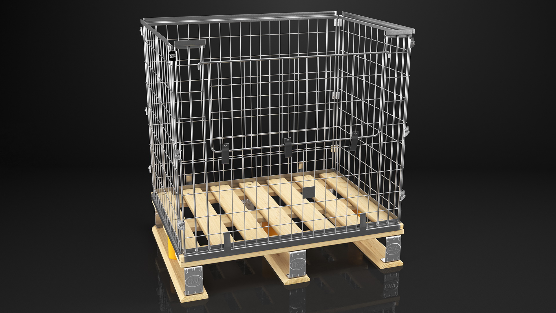 Mesh Cage on EPAL Euro Pallet 3D model