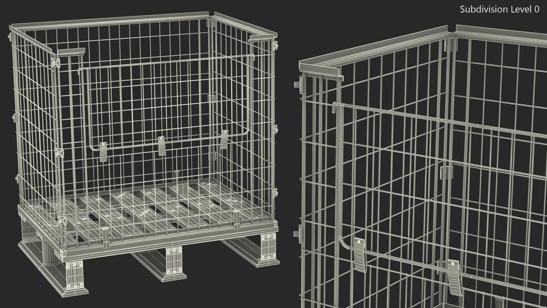 Mesh Cage on EPAL Euro Pallet 3D model